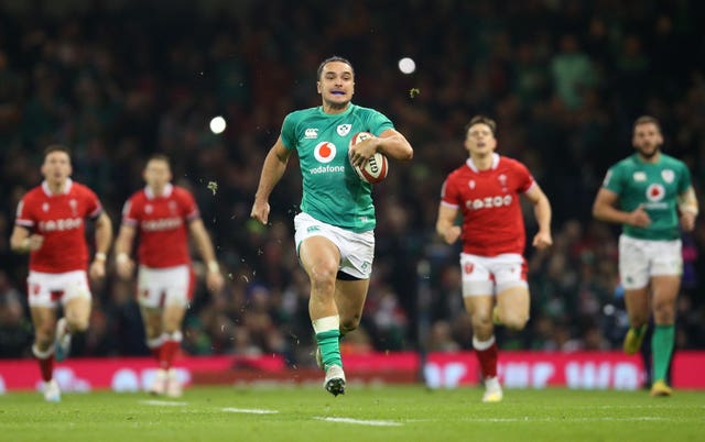 Ireland’s James Lowe scored a superb breakaway try against Wales
