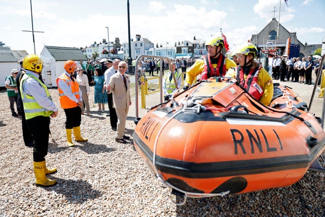 King next to lifeboat