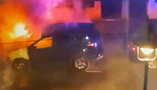 Firefighters tackling a burning car in the same north London street where Prime Minister Sir Keir Starmer has a property