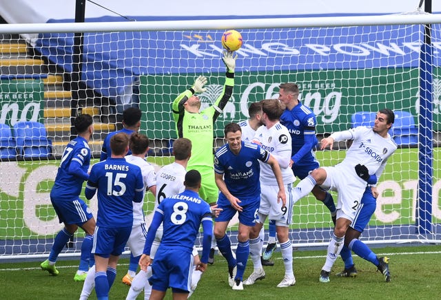 Kasper Schmeichel made a string of impressive saves in the first half 