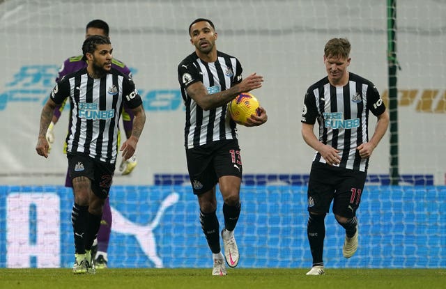 Callum Wilson, centre, scored his eighth goal of the season from the penalty spot