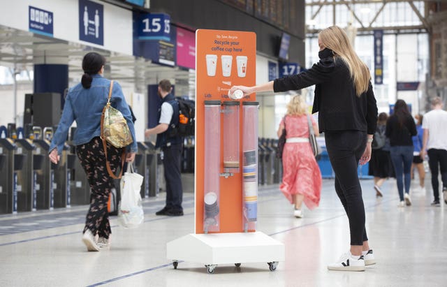 A bin has already been installed at London Waterloo (Matt Alexander/PA)