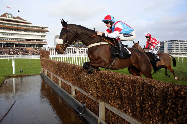 Saint Calvados on his way to winning at Newbury