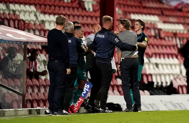 Things got lively on the touchline