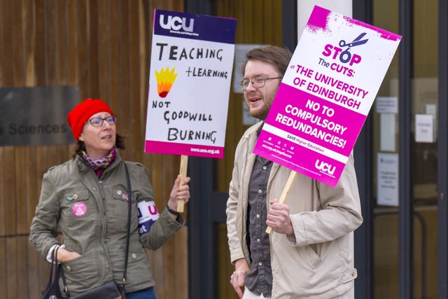 UCU strikers with placards