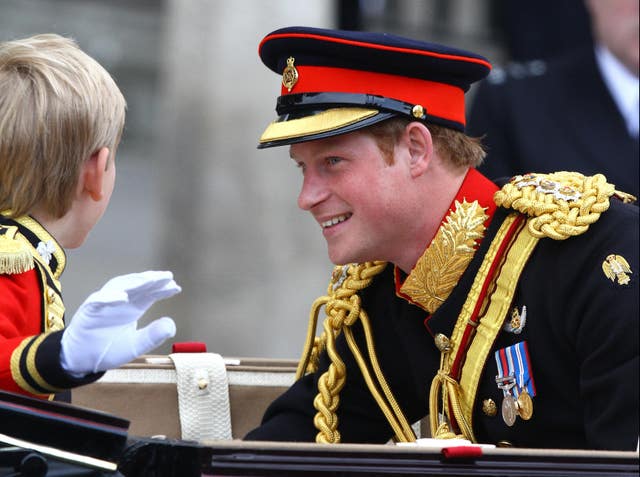 Clean shaven Prince Harry on William and Kate's wedding day (Gareth Fuller/PA)