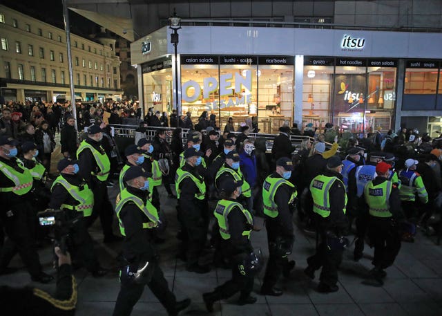 Police officers during the march