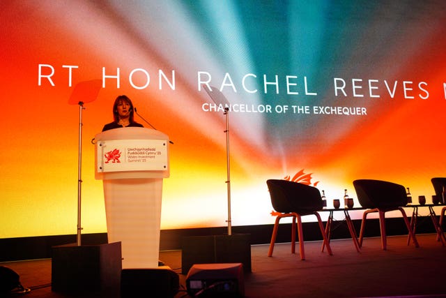 Rachel Reeves on stage during the Wales Investment Summit