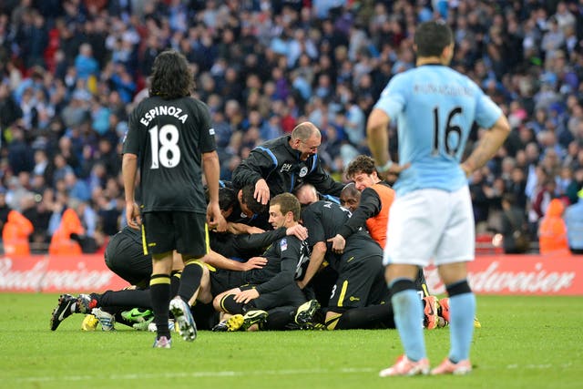 Manchester City were stunned by Wigan in the 2013 FA Cup final 