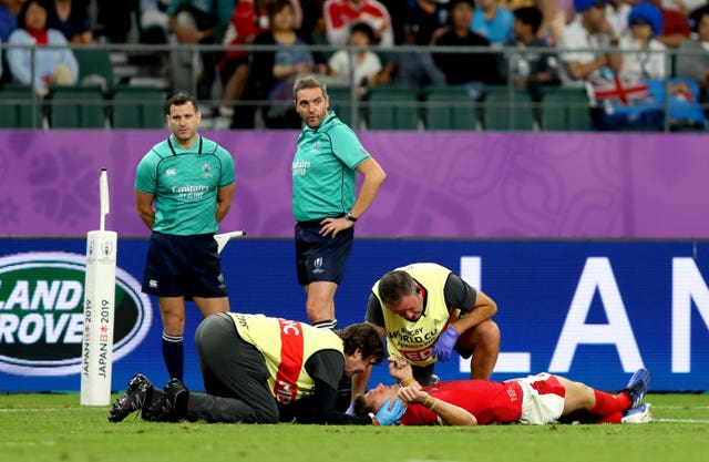 Biggar suffered a head injury at the World Cup