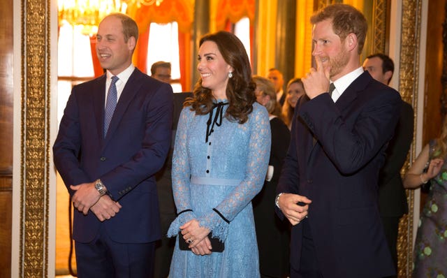 The Duchess of Cambridge made her first public appearance after it was announced she was pregnant at a mental health reception at Buckingham Palace on October, 2017 with the Duke of Cambridge and Prince Harry. (Heathcliff O'Malley/Daily Telegraph)