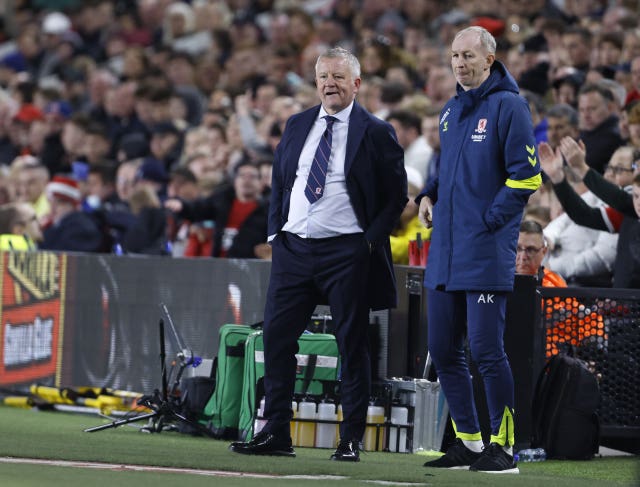 Middlesbrough manager Chris Wilder, left, won promotion to the Premier League with former club Sheffield United