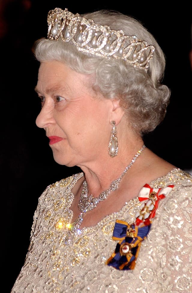 The Queen wearing The Grand Duchess Vladimir's tiara at the Canadian Museum of Civilization in Gatineau, Quebec (Kirsty Wigglesworth/PA)