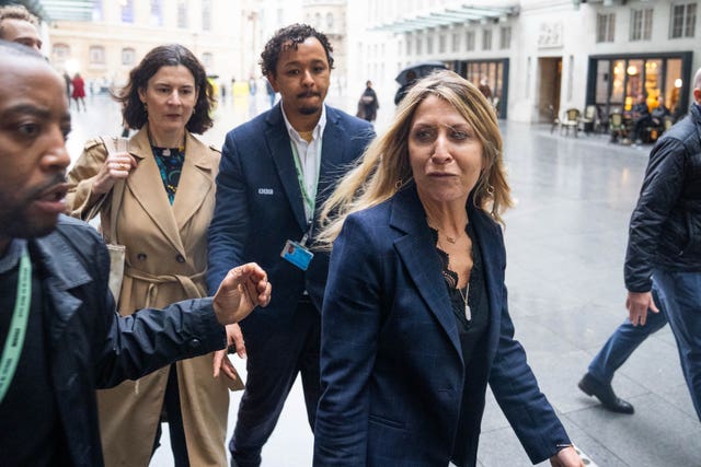 Outgoing chief executive of BBC News Deborah Turness arrives at BBC Broadcasting House in London after her resignation