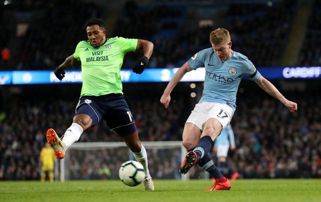 Kevin De Bruyne played his first 90 minutes since February in the win over Cardiff 