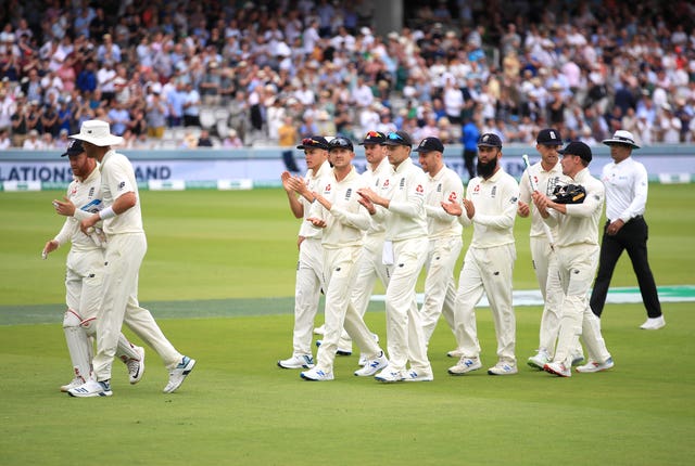 The England team celebrate their win against Ireland at Lord's
