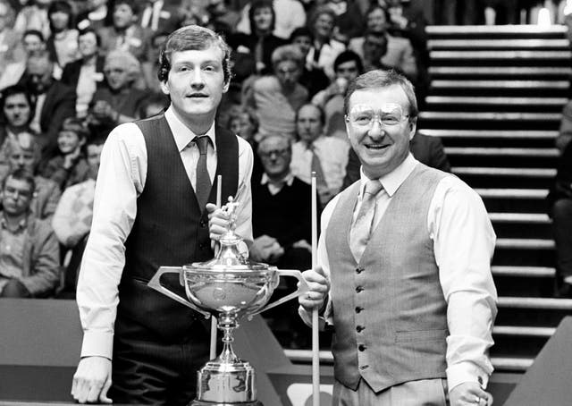 Steve Davis (left) lost to a black-ball decider against Dennis Taylor in the 1985 World Championship final at the Crucible Theatre