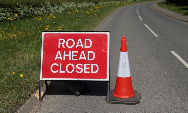 Road closed sign
