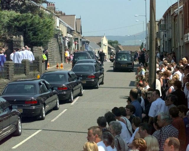 The funeral Cortege of Doris Dawson, 80, Mandy Power, 34, and her daughters Katie, 10 and Emily, 8