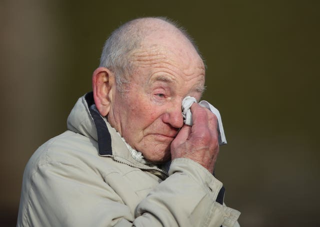Mr Foulds wipes away a tear