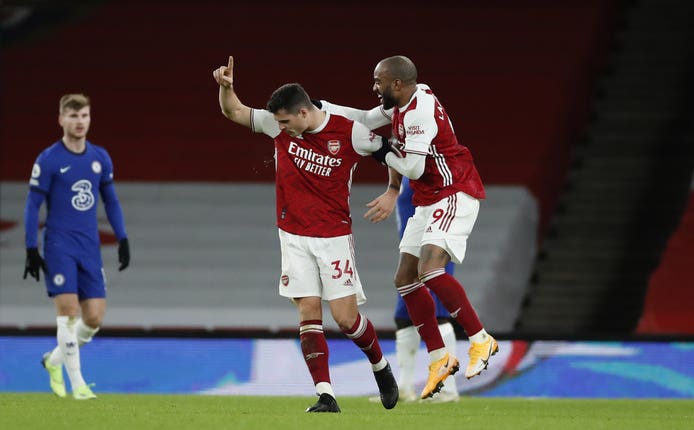 Granit Xhaka scored on his return from a three-match ban