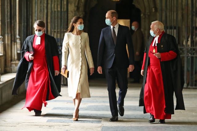 The Duke and Duchess of Cambridge visit the vaccination centre at Westminster Abbey