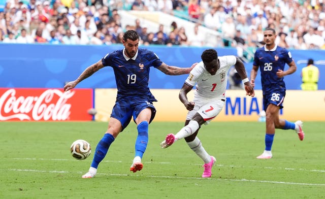 Bukayo Saka added England's fourth before half-time
