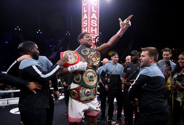 Joshua reclaimed the IBF, WBA, WBO & IBO world heavyweight championship belts from Andy Ruiz last December