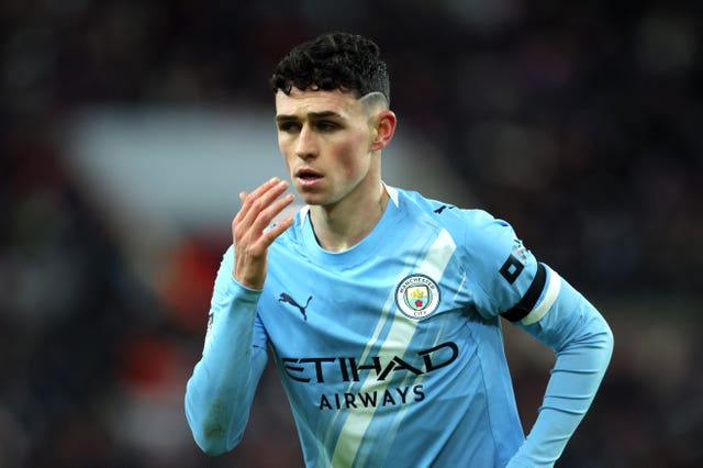 Manchester City’s Phil Foden during a game