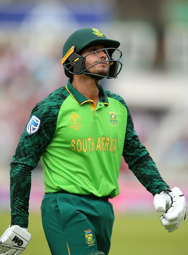 Quinton De Kock goes walkies after a dismissal against England at the World Cup earlier this summer