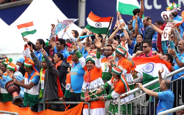 India fans during a World Cup semi-final at Old Trafford in 2019