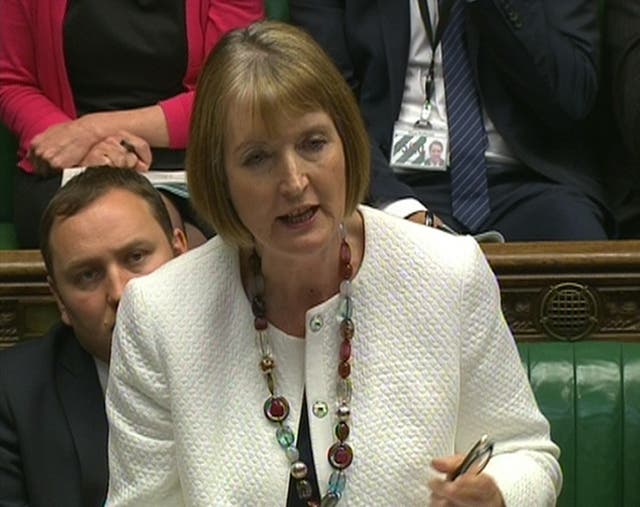 Labour MP Harriet Harman at the despatch box in the House of Commons when she was acting Labour leader