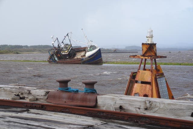A tilting boat in a storm