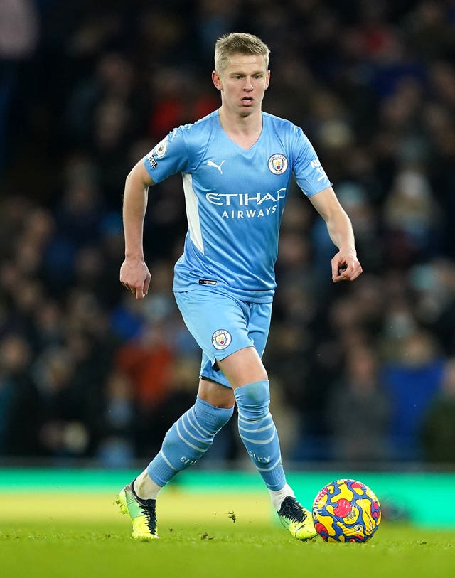 Oleksandr Zinchenko attended a demonstration against Russia's invasion of his home country in Manchester city centre on Thursday night