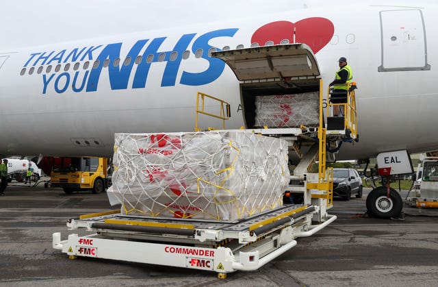 Medical supplies being unloaded from aeroplane