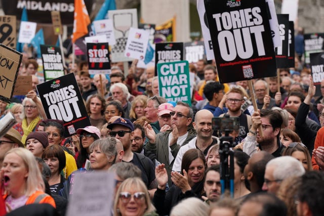 Protesters outside the Conservative Party conference
