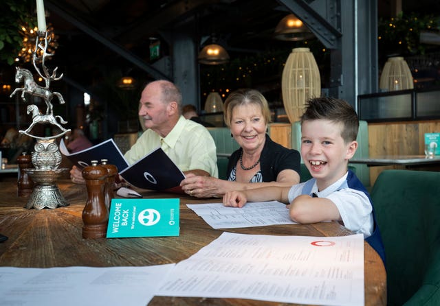 Family at restaurant