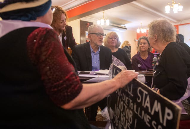 Jeremy Corbyn met Waspi (Women against state pension inequality) supporters in Sheffield on Monday