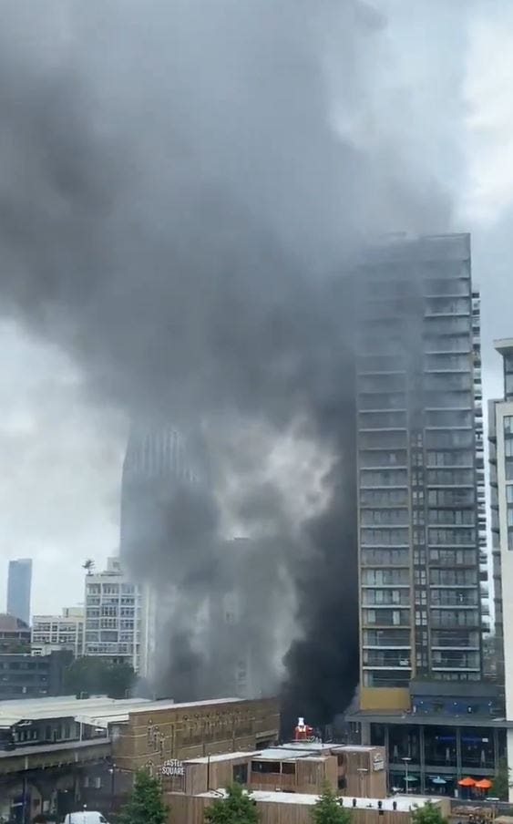 Fire broke out at garages close to Elephant and Castle railway station