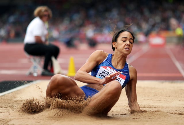 Katarina Johnson-Thompson finished just one centimetre behind winner Nafi Thiam in the long jump