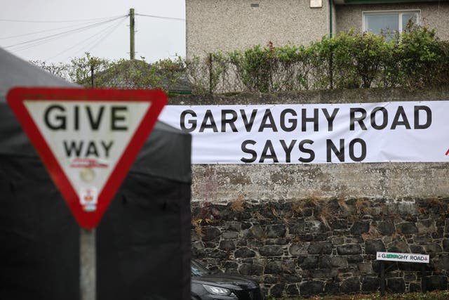 A banner reading 'Garvaghy Road Says No'