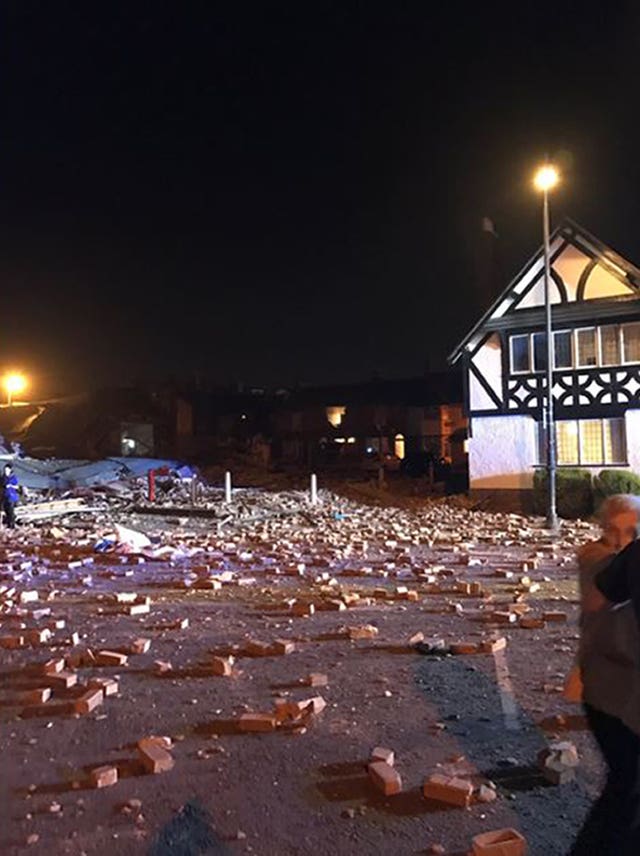 The scene of an explosion in Bebington, Wirral (Lew Hopkins/PA)