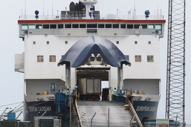 A lorry boards a ferry