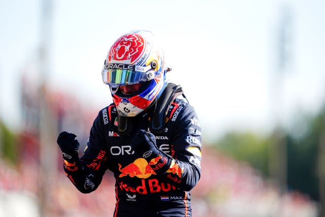 Max Verstappen celebrates his pole position
