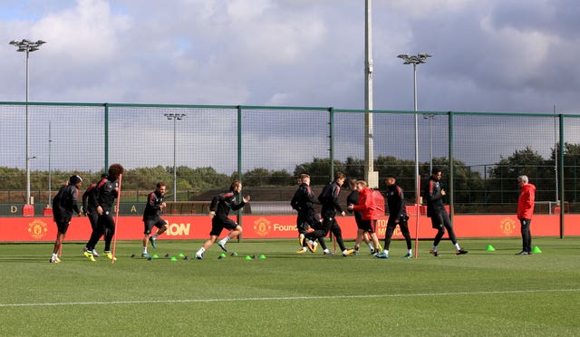 Manchester United in training at Carrington