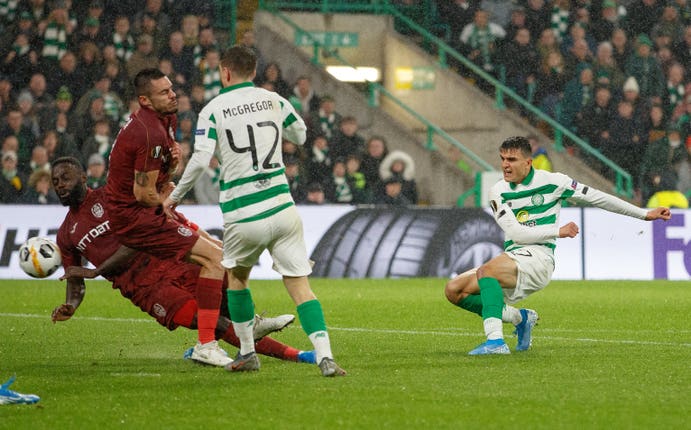 Mohamed Elyounoussi scored Celtic's second goal in the win over Cluj