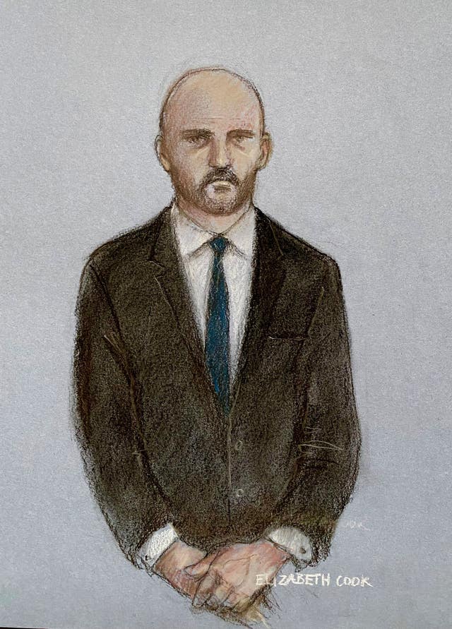 Court artist drawing of Miles Cross