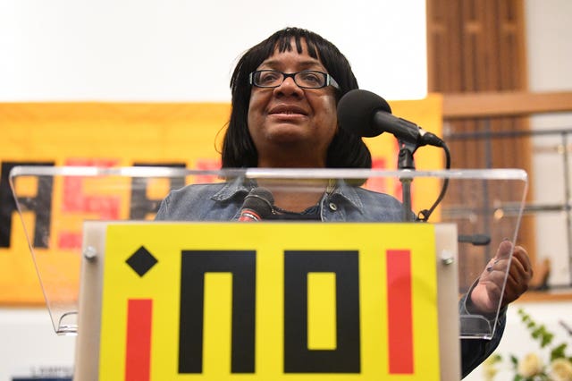 Shadow home secretary Diane Abbott speaking during a No Pasaran conference