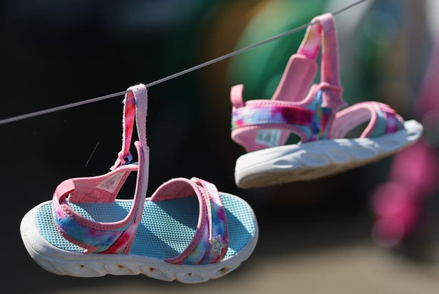 Sandals on a washing line
