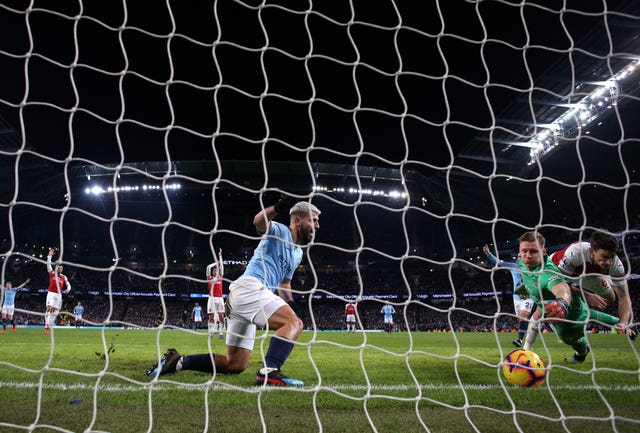 Sergio Aguero was on target three times in Manchester City's win